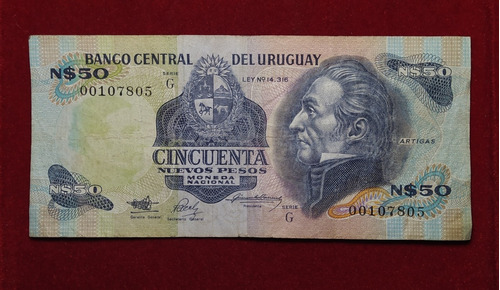 Billete 50 Pesos Uruguay 1989 Serie G 