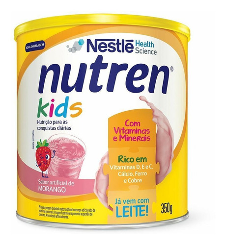 Fórmula infantil em pó Nestlé Nutren Kids sabor morango en lata de 3 de 350g - 4  a 6 anos