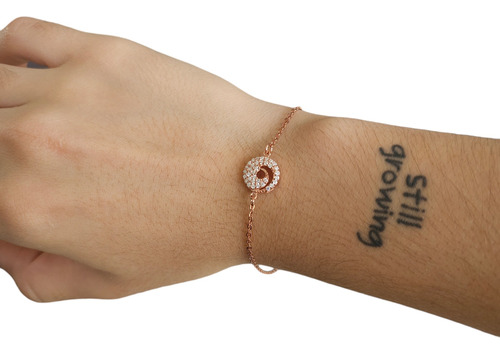 Pulsera Dorada. Rose. Espiral. Plata 925.  Con Micropave 