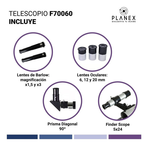 Telescopio Astronómico Monocular F70060 Planex + Soporte + Control Bluetooth