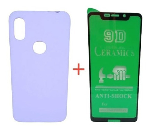 Silicone Case Cerrado Para Motorola One Y Vidrio Ceramico