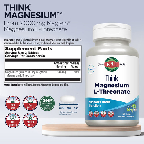 L-treonato De Magnesio Kal Think, Suplemento De Magnesio De