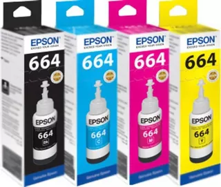 Tinta Epson 664 X 4 Un. L350 L355 L365 L375 L380 L395 L396
