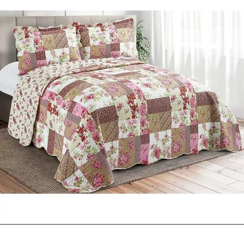 Colcha Patchwork Solteiro Camesa Pomar 2 Peças Matelassê