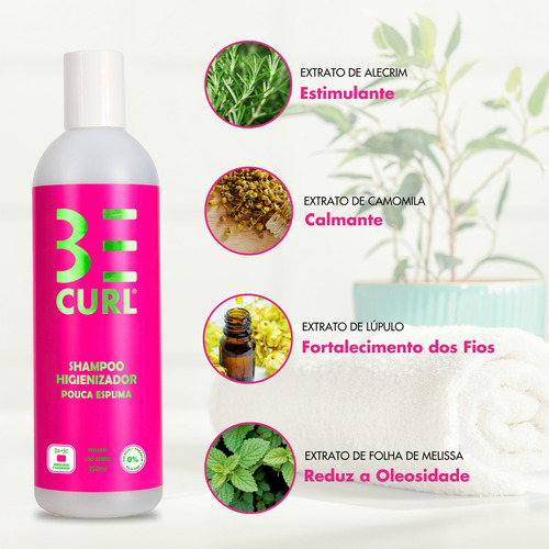 Shampoo Pouca Espuma 350ml - Alecrim + Camomila Be Curl