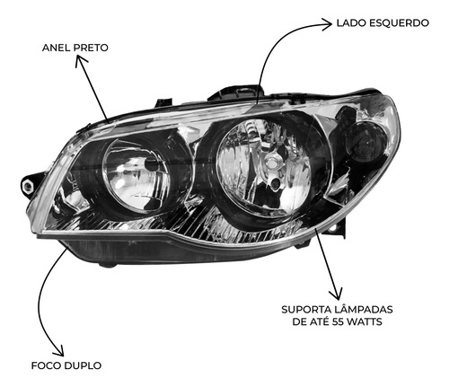 Farol Palio 2010 2011 2012 Cromado Com Aro Preto