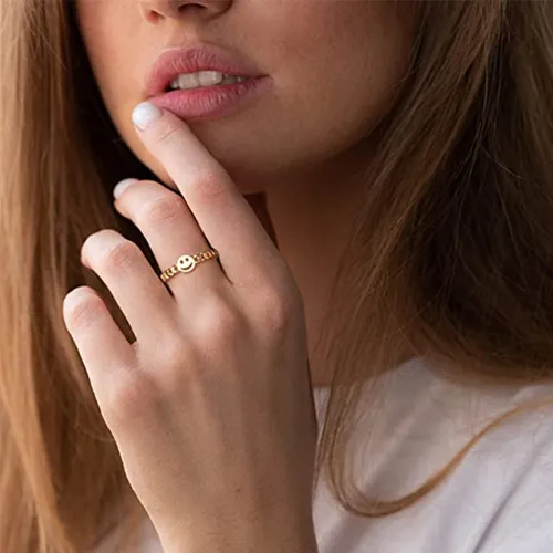 Anillo De Personalidad Con Forma De Cara Sonriente Hueco P