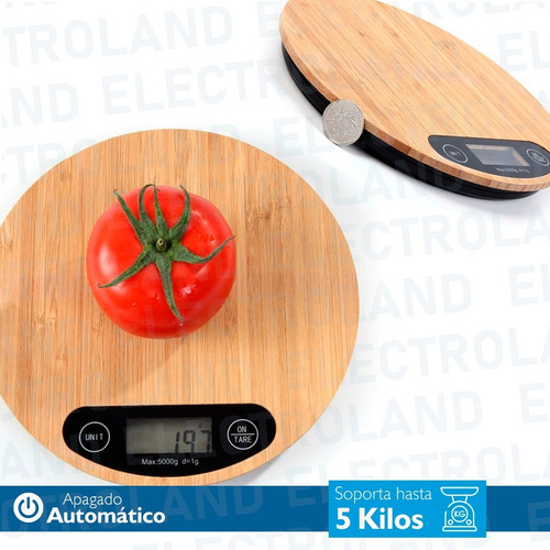 Imagen 3 de 10 de Balanza Cocina Alimentos Digital Madera Bamboo 1gra5 Kg R