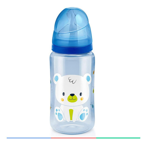 Biberón de silicona Fiona Bear, 300 ml, color azul
