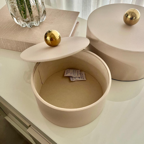 Caixa Decorativa Em Mdf Com Revestimento Em Pu G Nude Nude Liso