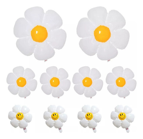 / 10 Globos De Papel De Aluminio Con Forma De Flor De