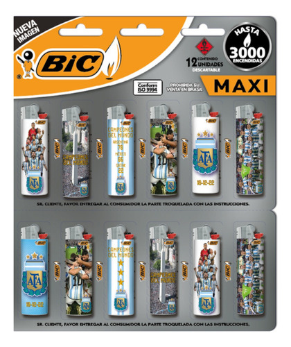 Encendedor Maxi Bic Afa Argentina Campeones Del Mundo