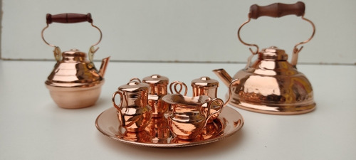 Imagen 4 de 9 de Juego De Té Mini 7 Piezas + Tapas Fabricado En Cobre
