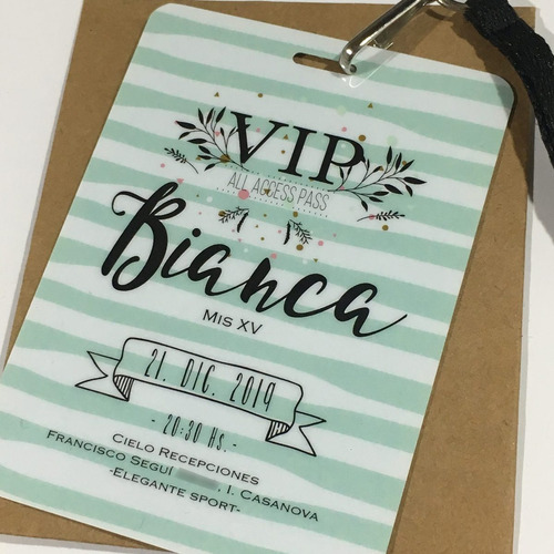 Invitación Tarjeta Vip 15 Años Pase X100 Cordon C/herraje