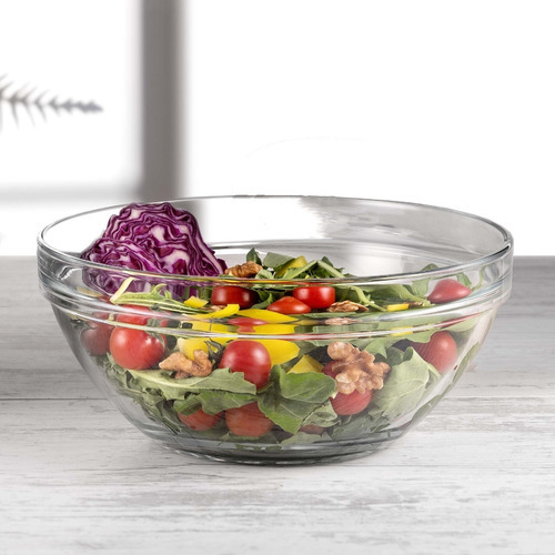 Imagen 2 de 5 de Bowl Ensaladera 26 Cm Recipiente Vidrio Grande Pasabahce