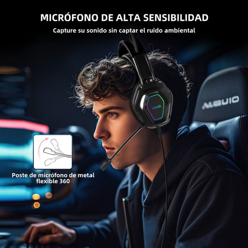 Audífonos Voistek V10 Para Juegos De 3,5 Mm Con Micrófono Color Negro