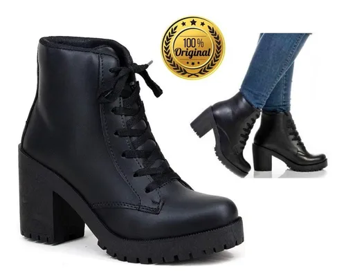 Bota Feminina Cano Curto Coturno Tratorada Tamanho N.33 A 43
