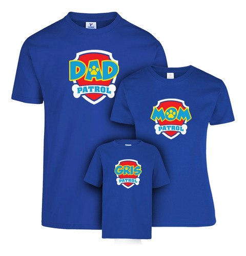 Playeras Familiar Dad Mom Boy Patrol Vinil Textil 3pz