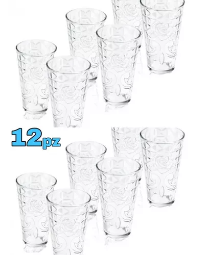 Set 12 Vasos Cristal Vidrio 360 Modernos Grandes Resistente