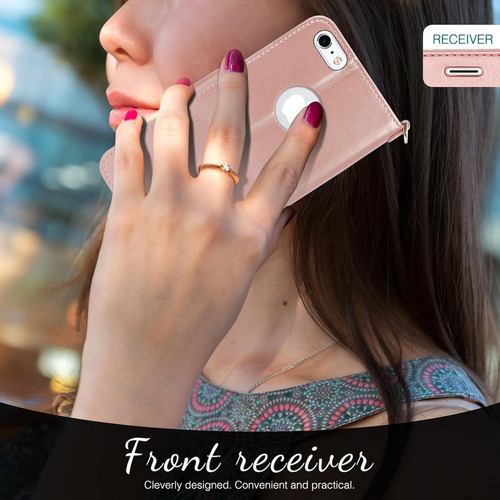 Funda Plegable Fyy Para iPhone 6 Plus Oro Rosa Con Soporte