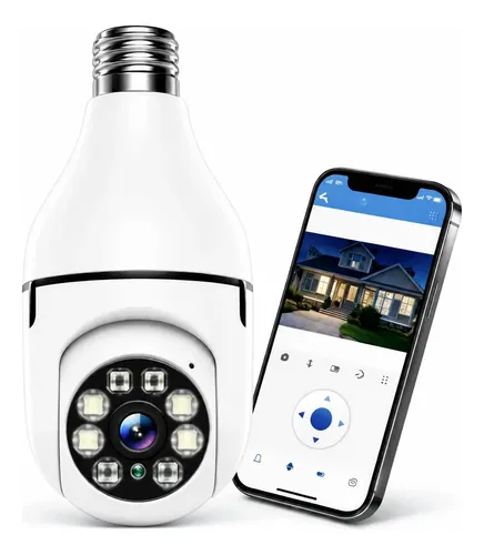 Câmera Lâmpada Wi-fi Panorâmica Noturna De Segurança Branco