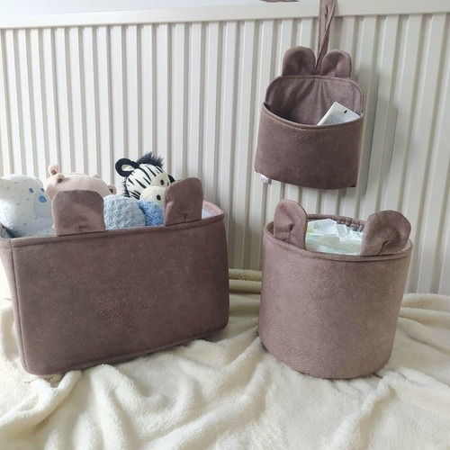 Imagem 5 de 8 de Organizadores Urso Minimalista Quarto De Bebê Cestos Fraldas