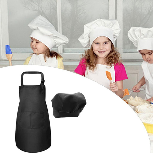 2x Delantal Y Sombrero Para Niños, Delantal De Cocina Para