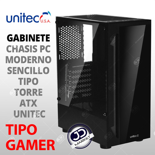 Imagen 2 de 9 de Gabinete Chasis Pc Gamer Vidrio Templado Caja Atx Sin Fuente