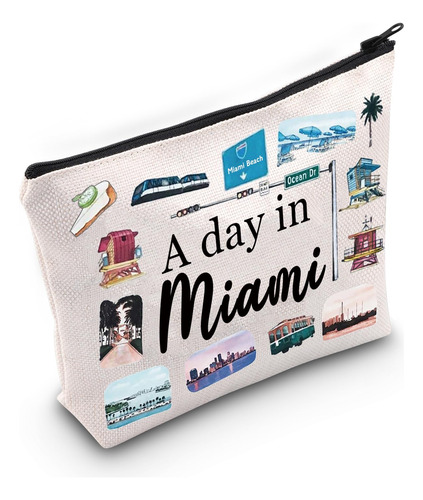 Jniap Bolsa De Cosmeticos Miami City Souvenirs Regalo Para M