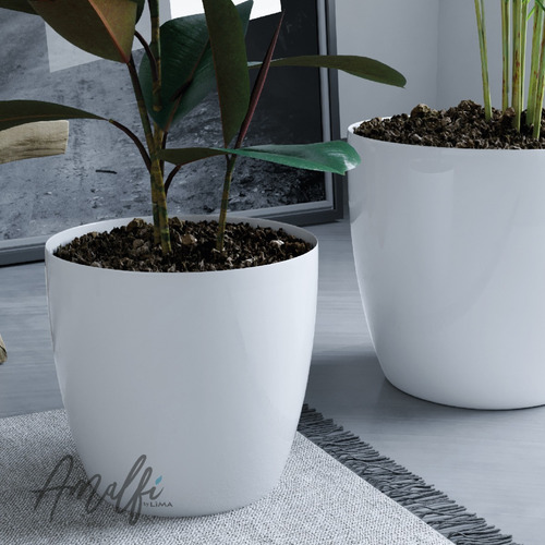 Maceta De Plástico Premium N18 Amalfi Nordica Blanca Color Blanco