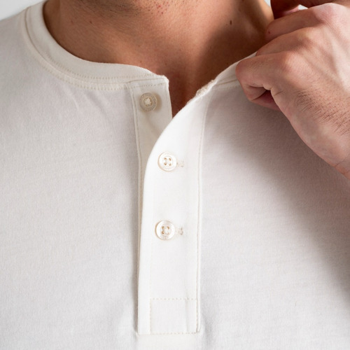 Polo Henley 100% Algodón Pima Cuello Con Botones Manga Larga