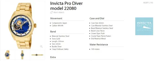 Invicta 22080 discount