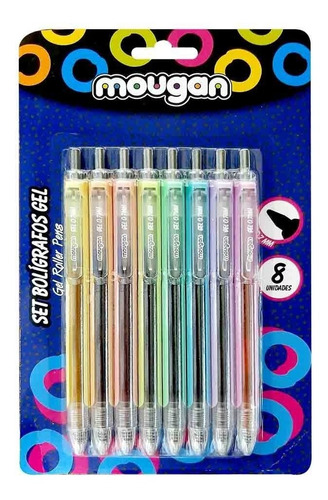 Set 8 Lápices Gel 0.7mm Punta Retráctil Mougan