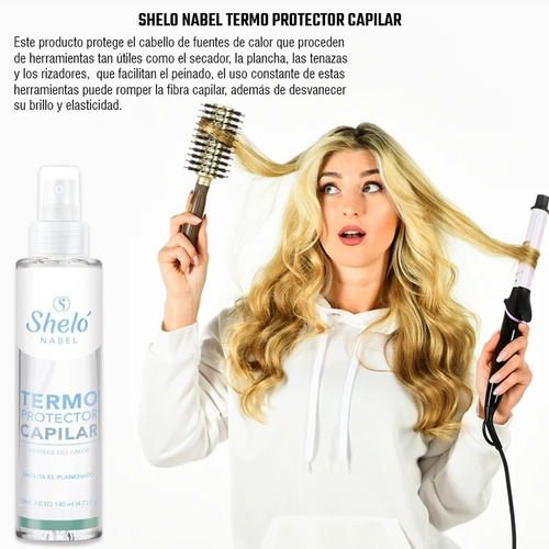 Imagen 7 de 10 de Termoprotector Cabello Shelo Nabel 140 Ml Facil Planchado