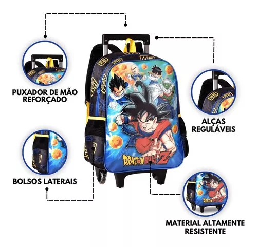 Kit Mochila Roda Dragon Ball Z 3 Peças Clio