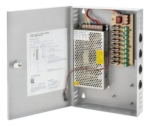 Fuente Centralizada Cámaras De Seguridad 9 Canales 12v/10a Color Beige