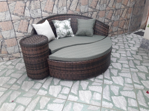 Sofá Chaise Dubai 1.50 Cm Vime Fibra Sintética Jardim