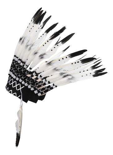 Tocado Nativo Americano Sombrero De Plumas Indias Jefe Negro