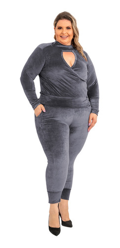 Conjunto Plush Plus Size Feminino Inverno Veludo Agasalho