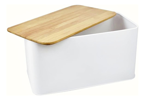 Caja De Pan Blanco Kvntools Metal Farmhous Con Tapa De Table