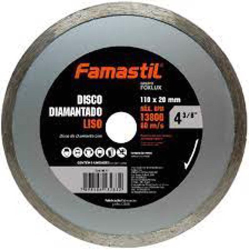 Disco Diamantado Liso Foxlux 110 X 20mm Cor Prata