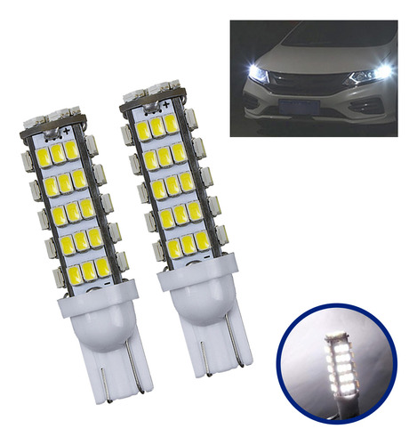 Lâmpadas Led W5w Farolete C3 Pingo 68 Leds Pingão T10 Branco