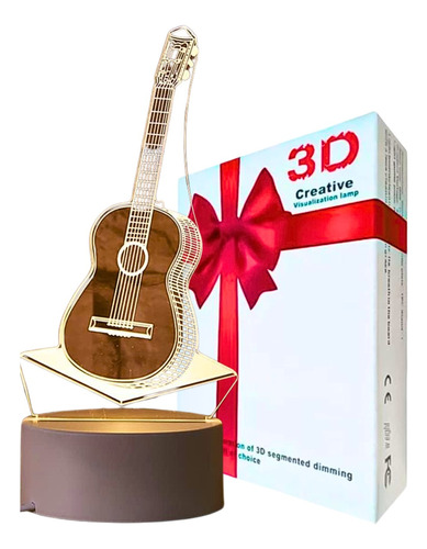 Lámpara 3d Diseño Guitarra Decoración Creativa Atractiva