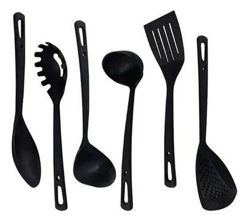 Kit Utensílios De Cozinha Colheres Conchas Em Nylon C/6