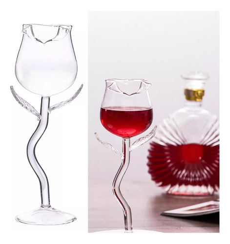 Copa De Vino Delicada Y Romántica En Forma De Rosa, 2 Piezas