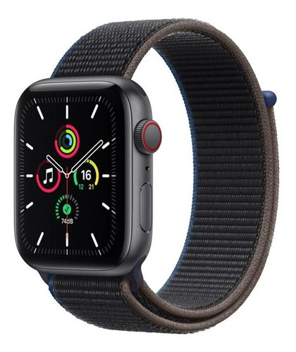 Apple Watch SE (GPS + Cellular, 44mm) - Caixa de alumínio cinza-espacial - Pulseira esportiva Carvão