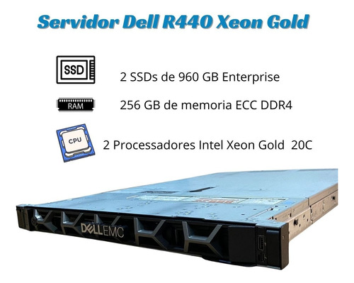 Servidor Dell R440 Processador Intel Xeon Gold 256gb Memória