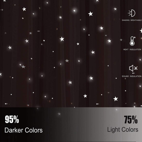 Cortinas Opacas Unistar Stars De Doble Capa Para Dormitorio
