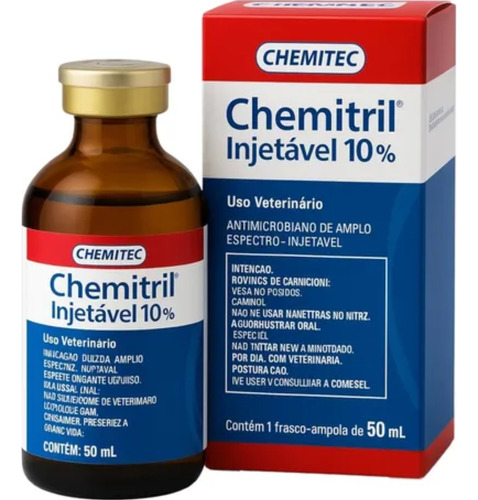 Antibiótico Chemitril 10% Injetável - 50 Ml