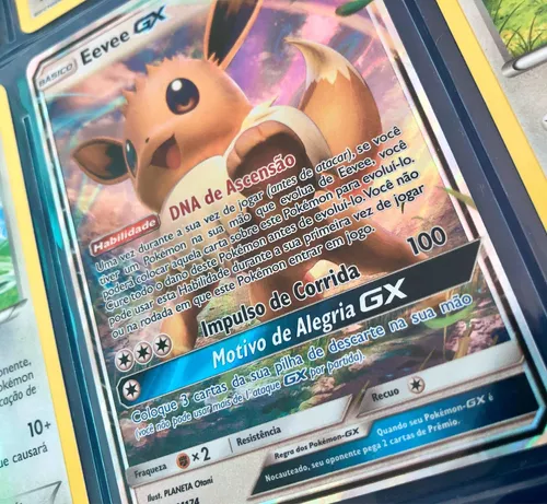 9 Cartas Pokemon Originais Eevee Incluindo Gx + Brindes